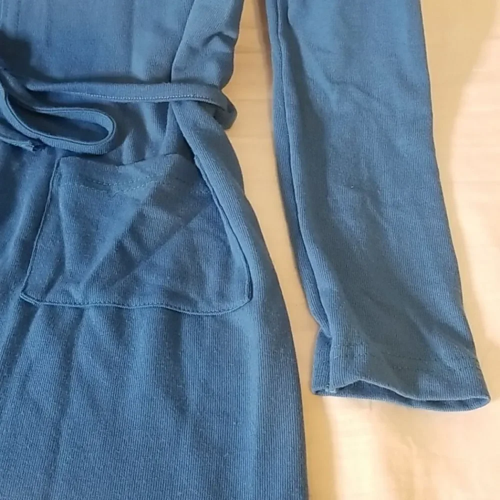 Cornflower‎ Blue Double Pocket Bathrobe